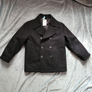 Boys Black Wool Pea Coat